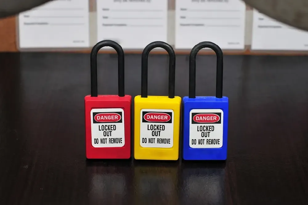 Lockout padlocks ready to be used